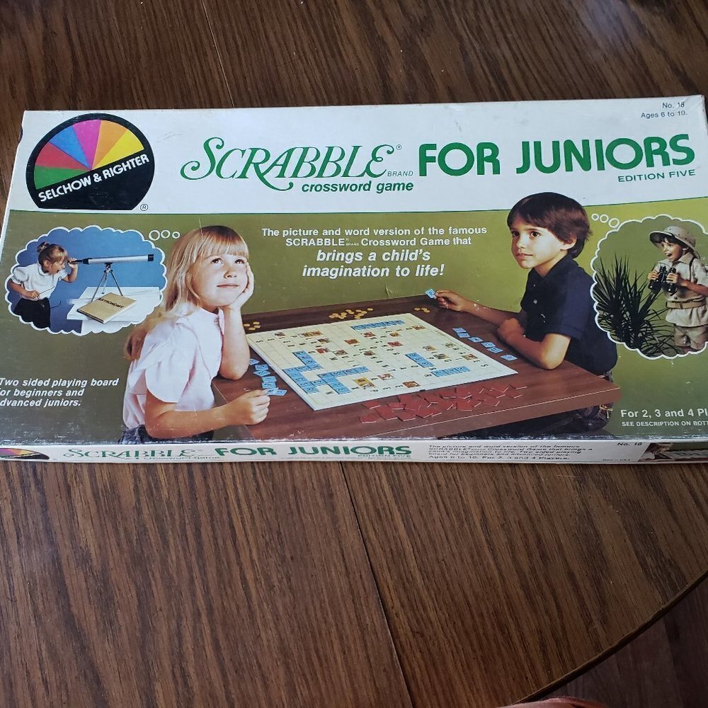 Scrabble For Juniors Board Game, Edition 5 by Selchow & Righter, Vintage 1982